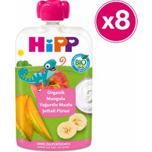 Hipp Organik Mangolu Yoğurtlu Muzlu Şeftali Püresi 100 G 8'li Paket