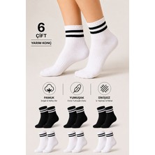 Ducks Socks Kadın Pamuklu Dikişsiz Kolej Çorap 6'lı Yarım Konç Günlük Çorap