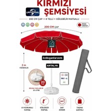 Dogant Kırmızı Havuz Balkon Bahçe Uv Şemsiyesi Bidonlu