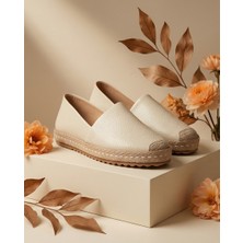 Futsi Shoes Lucıa Bej Hakiki Deri Dikiş Detaylı Kadın Espadril
