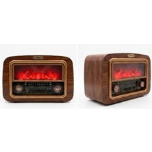 Everton RT-742 Şömine Göstergeli  Bluetooth Fm-Usb-Tf-Aux  Şarjlı Nostaljik Radyo