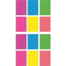 Mopak 60 Yp. Neon Serisi Pp Kapak Spiralli Defter - Çizgili - 12 Adet