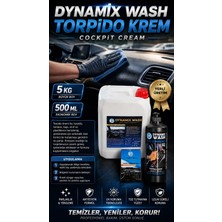 Dynamix Wash Yüksek Kaliteli 3'llü Set Torpido Bakım Kremi 5 kg - 500 ml şişe ve Torpido Sünger Cockpıt Cream