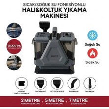 Whirtz Sıcak/soğuk Fonksiyonlu Halı ve Koltuk Yıkama Makinesi - 14 Kpa Emiş Gücü - 5 Başlıklı - Gri