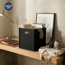 Homing Siyah Çok Amaçlı Keçe Organizer Dolap Içi Düzenleyici Tekli Sepet 30X30 cm