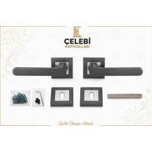 Çelebi Kapıkolları Salvador Kol Kare Rozetli Mat Antrasit Krom Oda