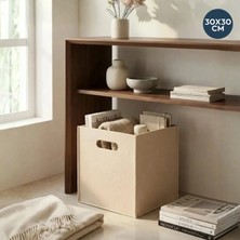 Homing Krem Renkli Keçe Organizer Dolap İçi Düzenleyici Sepet 30X30 c
