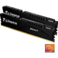 Kingston Kıngston 64GB (2x 32GB) Ddr5 6000MHZ CL36 Dual Kıt Pc Ram Beast Expo KF560C36BBEK2-64TR