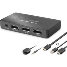 Hadron HDX1426 Displayport Kvm Switch 2 Console USB Port 2 Displayport Siyah