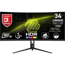 MSI Msı 34" Va Mag 342CQR E2 1ms 180HZ Hdmı-Dp Kavisli Gaming Monitör 3440X1440