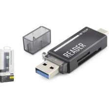 İetop Ietop TC306AC USB Type-C 3.2 Gen1 Kart Okuyucu Sd Microsd 5 Gbps Siyah