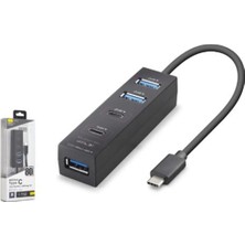 İetop Ietop TU0529 Type-C 3.2 Gen1 Hub 4 Port 5 Gbps 80 cm Siyah