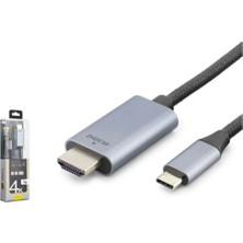 İetop Ietop TH03A Type-C To HDMI Görüntü Kablosu 4K 30 Hz Örgülü 1 M Gri