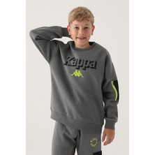 Kappa Antrasit Melanj Ribana Yaka Kol Fermuar Detay Erkek Çocuk Sweatshirt