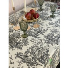 Perde Plus Fransız Masa Örtüsü, Vintage Pastoral Sahne Deseni, Dekoratif Yemek Masası Örtüsü