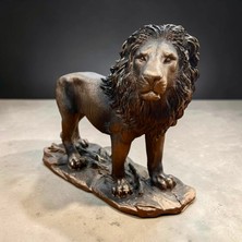 Sedosh Home Vision Polyester Kaideli Bronz-Altın Aslan Biblo 30X25 cm Dekoratif Biblo