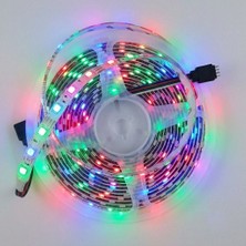 Oto Aksesuarcım Silikonlu Dış Mekan Iç Mekan Rgb Şerit LED Aydınlatma 5 Metre 60 LED Çok Renkli Rgb