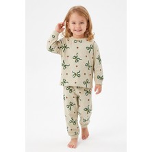 Modanino %100 Pamuk ve Baskılı Kız Çocuk Pijama Takımı 9-36 Ay 12741IS