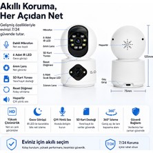 Uninet 5mp Ultra Hd Çift Lensli Wifi Iç Mekân Güvenlik Kamerası – Akıllı Hareket Algılama, Gece Görüşü ve Uzaktan Izleme 355 Derece Dönebilen Ptz Kamera