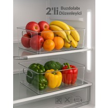 Jet's Home 2\'li Buzdolabı Içi Düzenleyici Saklama Organizeri Bpa Free Düzenleyici Darbeye Dayanıklı 28X19X9 cm