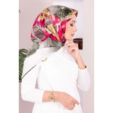 Ebru Tesettür Vintage Gül Desenli Eşarp Serisi Haki