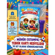 Nostaljik Lezzetler Yeni Okumayı Öğrenen Öğrencilere Hediye 10 Adet Artık Okuyorum Yazılı 1. Sınıf Hatırası Mühür (Istampa) Tebrik Kartı Hediyeli
