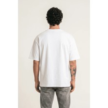 Black Nova Oversize Baskılı Unisex %100 Pamuk T-Shirt Zen Billiard Beyaz