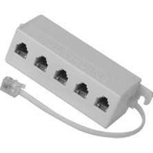 Chester RJ11 1 Erkek 5 Dişi Telefon Kablosu Çoklayıcı Dağıtıcı Adaptör Bej
