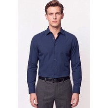 Efor Slim Fit Modal Kumaş Lacivert Gömlek G 1609