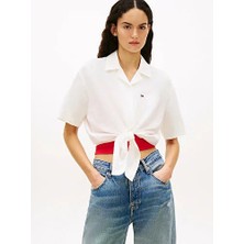 Tommy Hilfiger Kadın Tie Front Linen Gömlek
