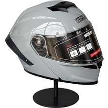 Scharf Wosen WS-202 Güneş Gözlüklü Çene Açılır Kask Cement Grey Şeffaf Vizörlü
