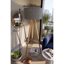 Skygo Ramia Premium | 3 Ayaklı Tripod Lambader Koyu Gri Kumaş Başlık | TG-HB-2026