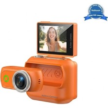 Magicool 1080P Dijital Video Kamera (32GB) Kart Dijital Vlog Fotoğraf Makinesi  Türkçe  Turuncu