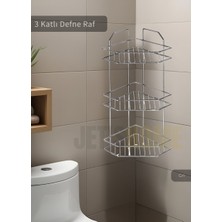 Jet's Home Banyo Rafı Mutfak Rafı Paslanmaz Baharatlık 3 Katlı Köşelik Şampuanlık Krom