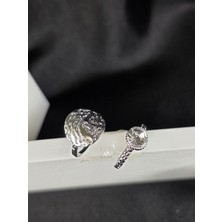 Mia Donna Jewelry Mia Donna Yuvarlak  Taşlı ve Kabartma Desenli Gümüş Renk Ikili Kombin Yüzük