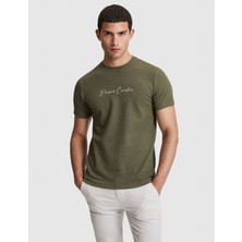 Pierre Cardin Erkek Haki Slim Fit  Bisiklet Yaka Tişört 50327858-VR027