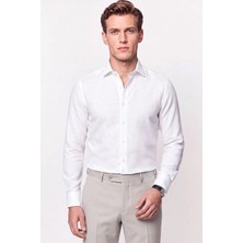 Efor Slim Fit Italyan Yaka Beyaz Gömlek G 1610