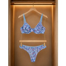 Veloura Pretty Mavi Tül Bralet Takım