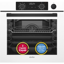 Simfer 0+10 Fonksiyon Steam Master Beyaz 2'li Ankastre Set (8245 Fırın + 3509 Ocak)