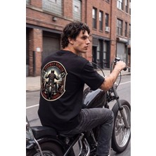 Black Nova Oversize Baskılı Unisex %100 Pamuk T-Shirt Highway Hunter Siyah