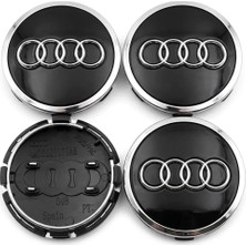 Audi A4-A5-A6-Q7 2016/2022 Jant Göbek Arması Takım (Oem Kalite) 8W0601170A 4M0601170 (Parlak Siyah)