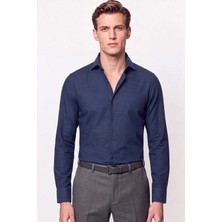 Efor Slim Fit Italyan Yaka Lacivert Gömlek G 1610