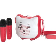 Polosmart FS119 Şarjlı Rgb LED Aydınlatmalı 2 Mikrofonlu Karaoke Set Kırmızı