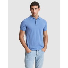 Pierre Cardin Erkek Mavi Slim Fit %100 Pamuk Düğmeli Polo Yaka Basic Tişört 50321128-VR036