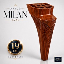 Badem10 (1 Adet) Milan Ahşap Mobilya Ayağı 19 cm Koltuk Kanepe Baza Sehpa Tv Ünitesi Modern Dekoratif Ayak