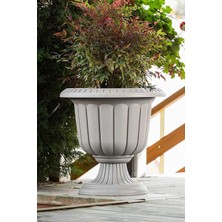 Empressco 6 Litre Beyaz Ayaklı Plastik Çiçek Saksısı, Serinova Nergis Tarzı