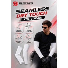Street Biker Güneş Koruyucu Spor Kolluk Dry Touch Motosiklet / Bisiklet Kol Çorabı - Dört Mevsim Beyaz