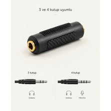 Iki Ucu Dişi 3.5 mm Kulaklık Aux Kablosu Birleştirme Aparatı Dönüştürücü