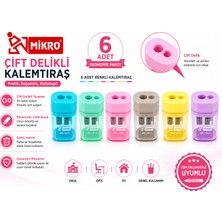 Danacı Kırtasiye Mikro Çift Delikli Kalemtıraş 6 Adet Hazneli Standart ve Jumbo Kalem Uyumlu MK-1011