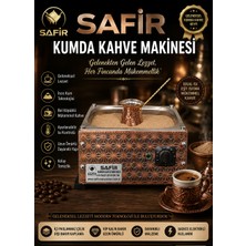 Safir Çay Kazanları Safir Bakır Kumda Kahve Makinesi Büyük Boy Cezve Dahil Orta Boy 35X28 cm Ebatlı 4 Cezvelik Bakır Kumda Türk Kahve Makinesi